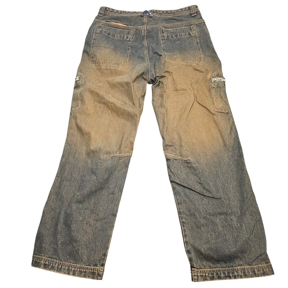 Barefox Cargo Jeans Mens 40 Blue Brown Dirty Wash Baggy Pimp Juice Streetwear